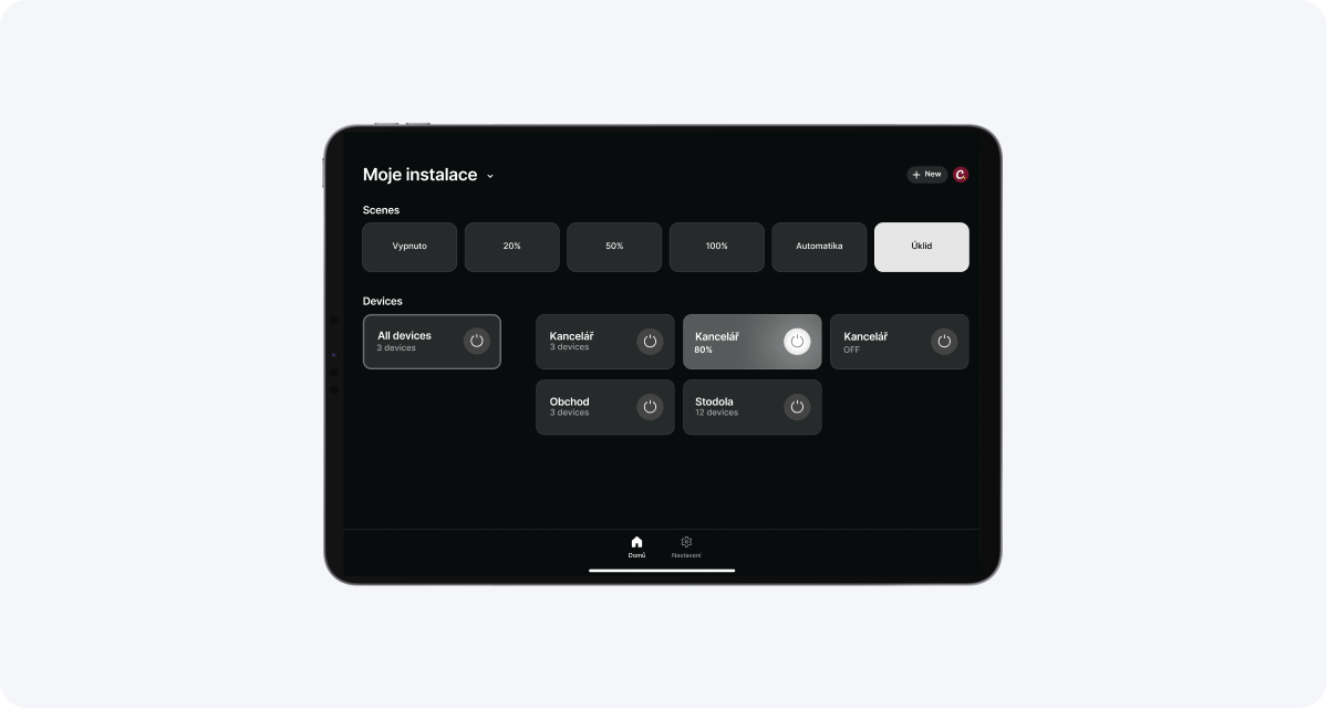 Dotykový panel se Spectoda App